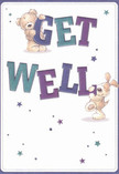 Brimming with hope, cheer, and gentle optimism, this get well card glows with the spirit of Finsbury's caring community. Two delightfully illustrated companions-a teddy bear, plush and inviting, and an eager puppy with floppy, velvety ears-animate the card as they joyfully support the large, vibrant letters of 'Get Well.' Indigo and teal hues dance through the bold text, set against a creamy white background that adds a soft vibrancy and clarity reminiscent of morning light brushing across Finsbury's hidden parks. Starlike accents in purples and blues twinkle amid the design, evoking a sense of wonder and quiet encouragement, as if they were wishes drifting over Exmouth Market at dusk. The detail in the animals' illustrated fur feels almost touchable, suggesting warmth and comfort ready to be shared-an emotional salve akin to a fresh bouquet assembled by an experienced Finsbury florist. The overall effect is gentle yet uplifting, a heartfelt token to speed recovery and offer solace, whether sent to a neighbour on Amwell Street or a friend recuperating nearby. This card is more than a message; it's a radiant gesture of kindness, expertly crafted for healing moments in the heart of WC1 and EC1.